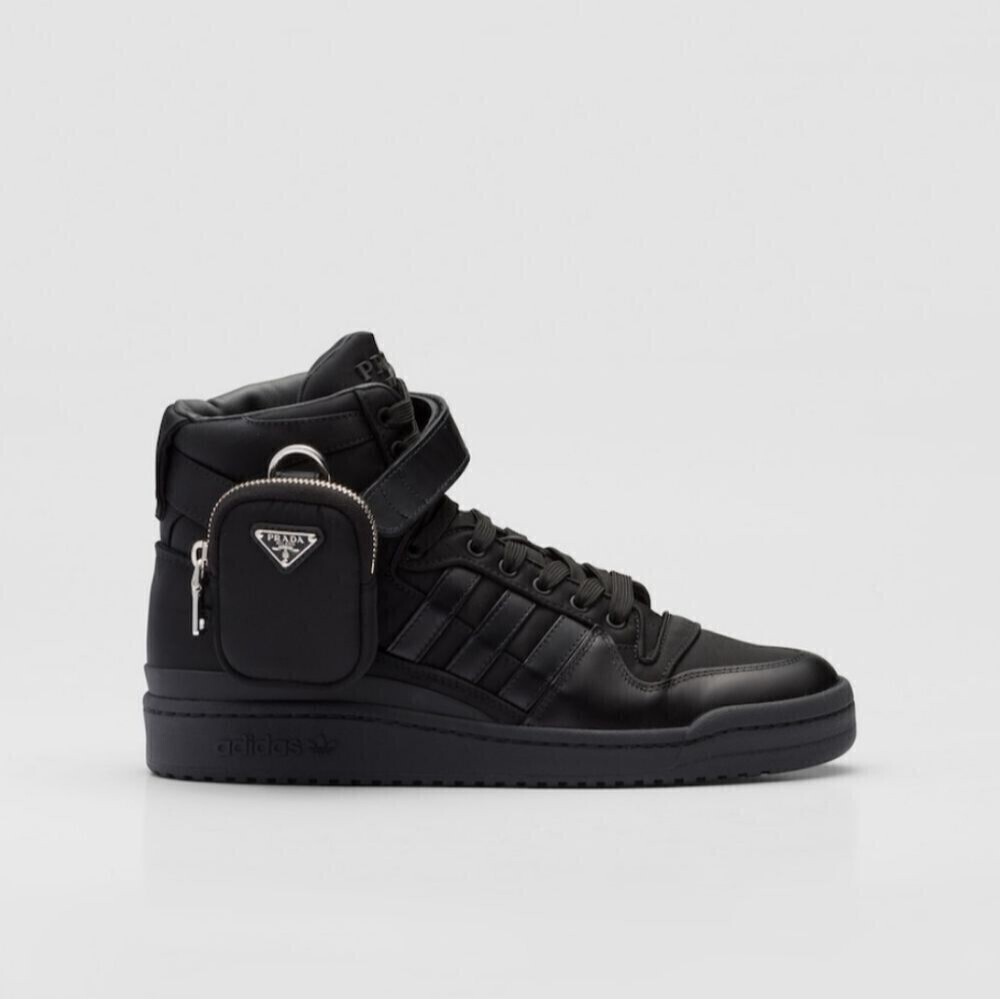 Adidas for PRADA Calzature Donna Re-nylon Forum High top Black Sneakers NWT 6